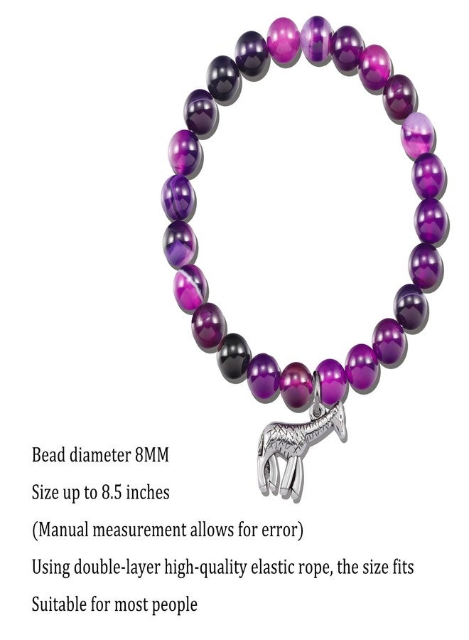 LIUANAN Giraffe Charm Amethyst Bracelet for Women Real Natural Stone Animal Lover Gifts Inspirational Jewelry for Daughter Niece Birthday Gift (Giraffe Bracelet-Amethyst) - Image 2