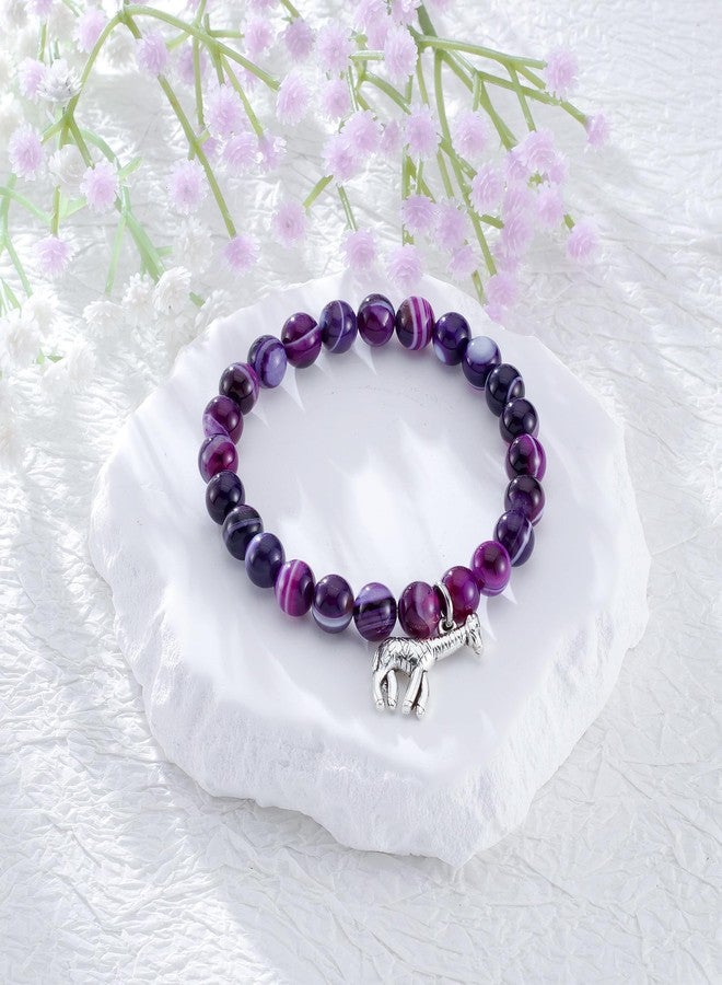 LIUANAN Giraffe Charm Amethyst Bracelet for Women Real Natural Stone Animal Lover Gifts Inspirational Jewelry for Daughter Niece Birthday Gift (Giraffe Bracelet-Amethyst) - Image 5