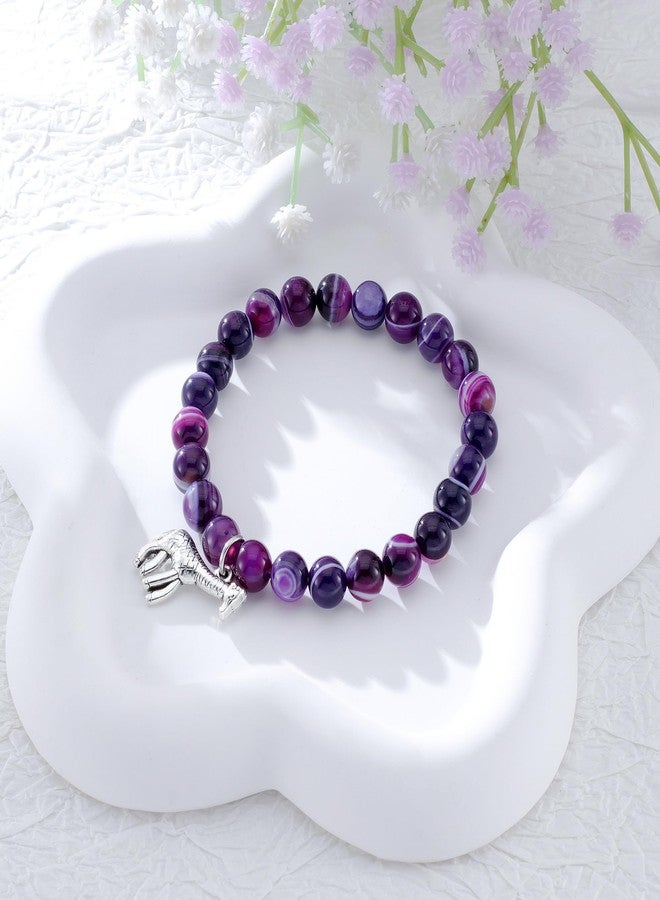 LIUANAN Giraffe Charm Amethyst Bracelet for Women Real Natural Stone Animal Lover Gifts Inspirational Jewelry for Daughter Niece Birthday Gift (Giraffe Bracelet-Amethyst) - Image 3
