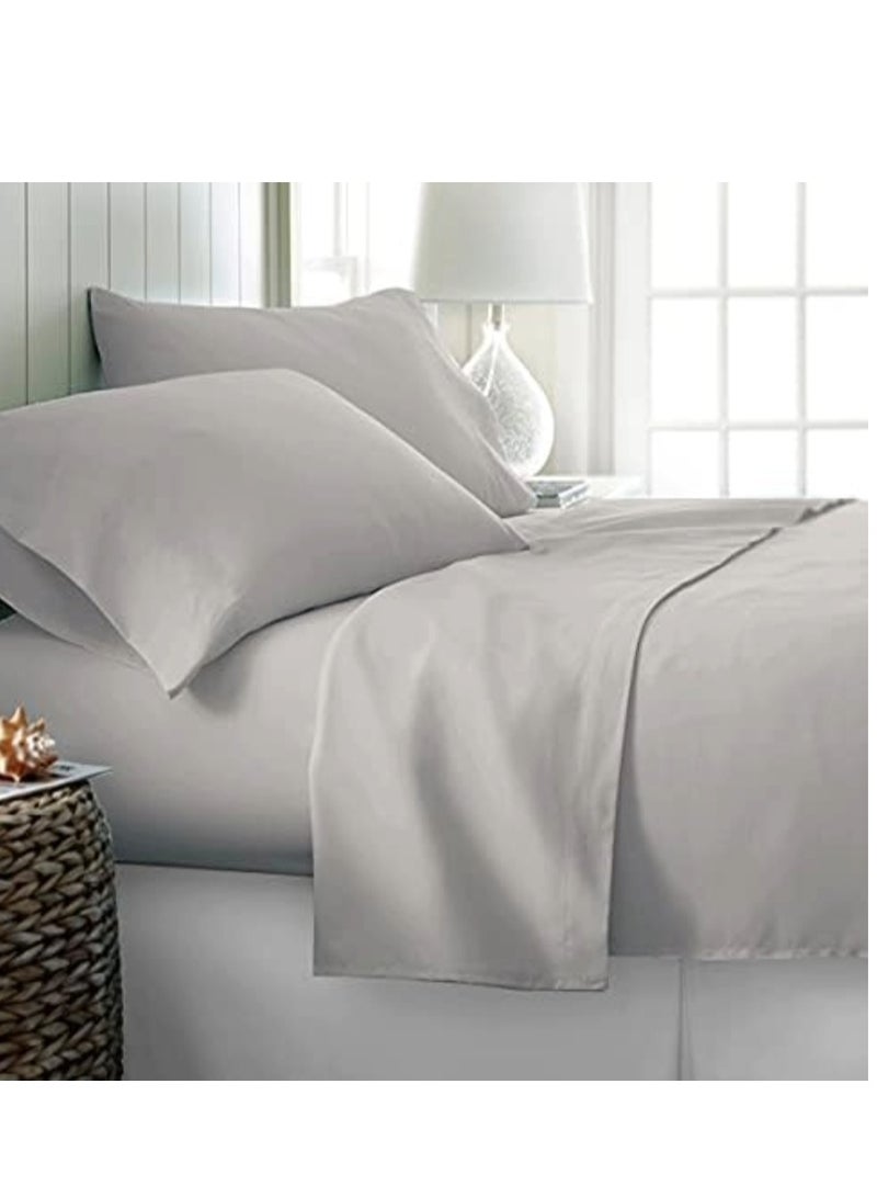 CONTEXT Twin Size Gray Soft Wrinkle Free Microfiber Bedding 1 Duvet Cover 175X228 cm with 1 Pillow Sham Cover 50X66 cm
