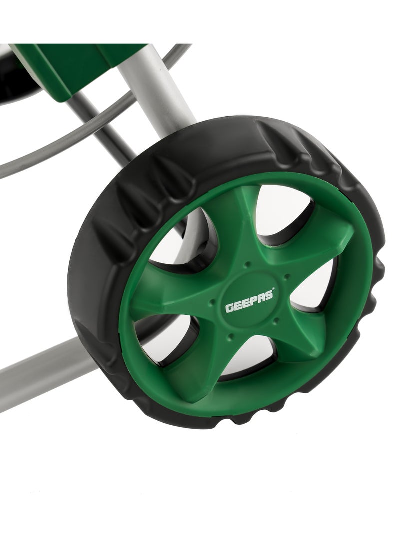 GEEPAS Telescopic Metal Hose cart 1x1, Manual Retract Hose Reel, Slow, Return & Stop Anywhere,  Portable Hose Cart, Matellic Framed Body , Level Track Reduces Hose Twisting.  - Image 5