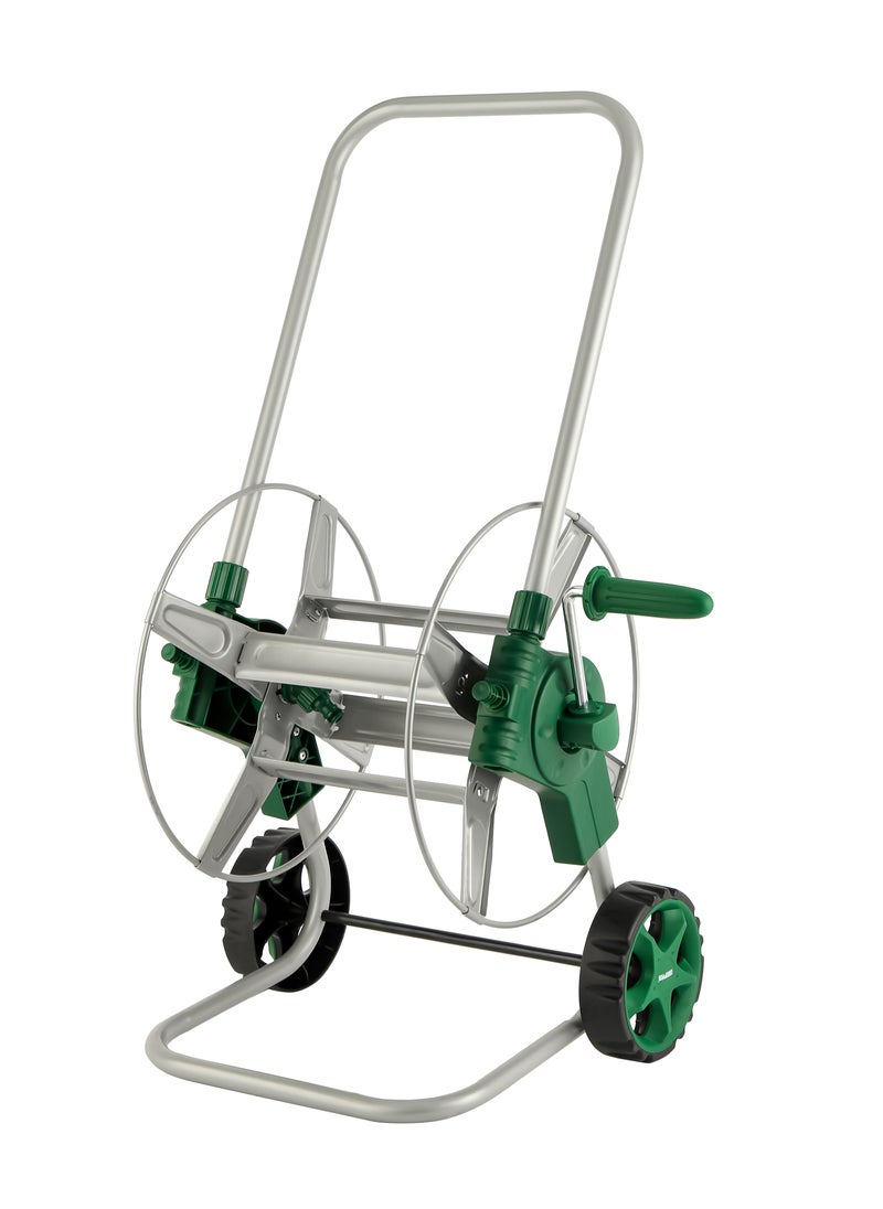 GEEPAS Telescopic Metal Hose cart 1x1, Manual Retract Hose Reel, Slow, Return & Stop Anywhere,  Portable Hose Cart, Matellic Framed Body , Level Track Reduces Hose Twisting.  - Image 1