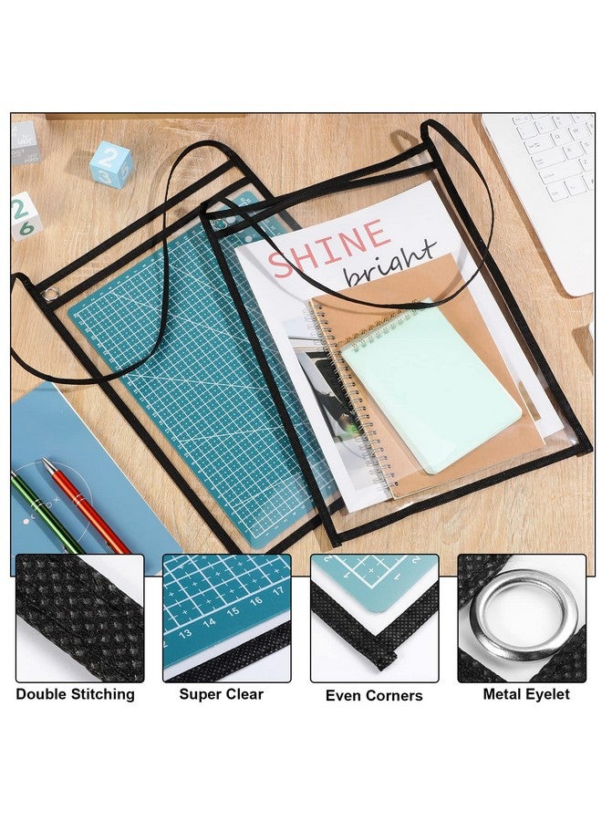 Epakh 30 Pack Shop Ticket Holders Work Order Holder For 9 X 12 Inch Hanging Sleeve Job Ticket Holders With Strap Both Sides Clear (Black) - Image 4