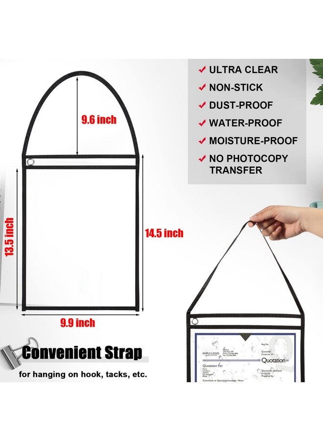 Epakh 30 Pack Shop Ticket Holders Work Order Holder For 9 X 12 Inch Hanging Sleeve Job Ticket Holders With Strap Both Sides Clear (Black) - Image 3