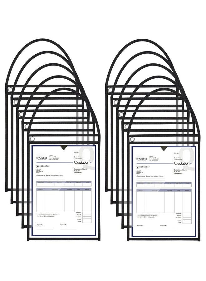 Epakh 30 Pack Shop Ticket Holders Work Order Holder For 9 X 12 Inch Hanging Sleeve Job Ticket Holders With Strap Both Sides Clear (Black) - Image 1