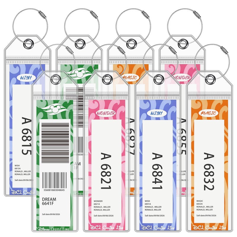 SEAVILIA 8 Pack DCL Cruise Luggage Tag Holder & Cruise Essentials for Dream, Fantasy, Magic, Wonder, Wish & Treasure 2025-2026 Cruise Must Have by SEAVILIA - Image 1