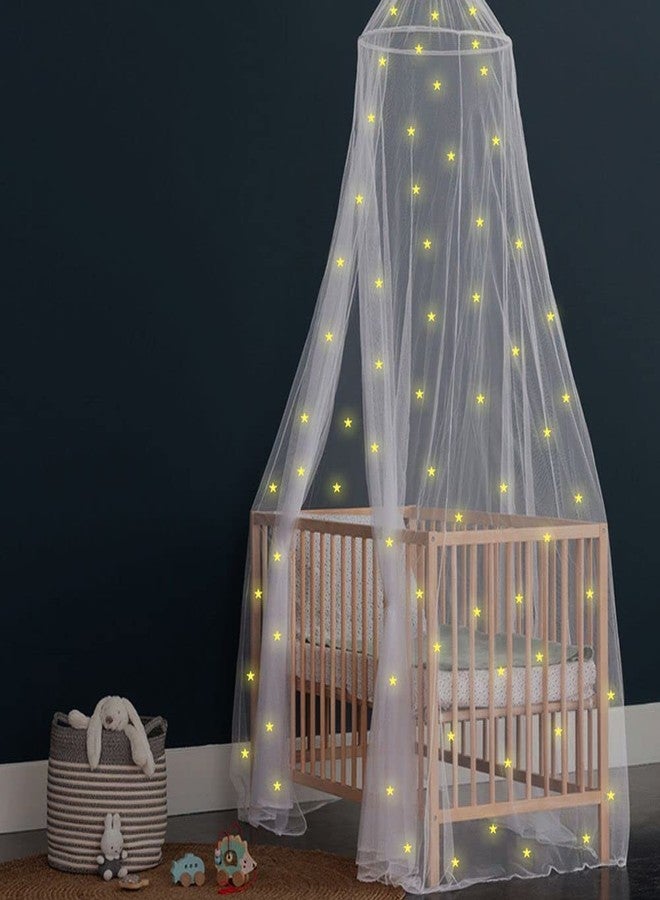 UB-STORE Canopy for Girls Bed with Pre-Glued Glow in The Dark Stars - Princess Mosquito Net Room Decor - Kids & Baby Bedroom Tent with Galaxy Lights - 1 Opening Canopy Bed & Hanging Kit Included - Image 3