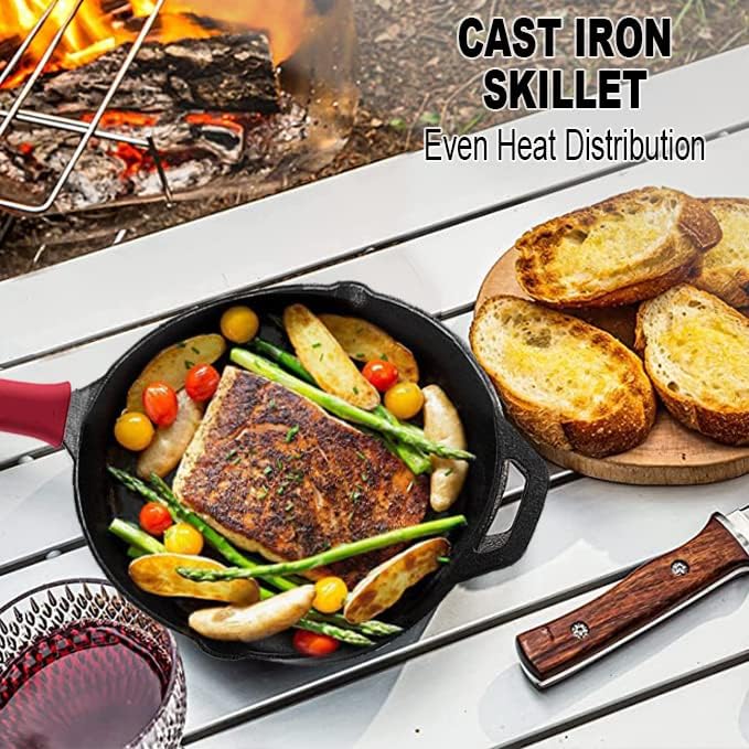 BLYPHOO Cast Iron Skillet Pre-Seasoned Frying Pan: BLYPHOO Upgraded Seasoned Frying Pan Non Stick with Handles – Premium Cast Iron Cookware Skillet - Safe Grill Cookware for Indoor & Outdoor Use (Black, 26cm) - Image 4