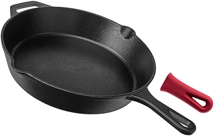 BLYPHOO Cast Iron Skillet Pre-Seasoned Frying Pan: BLYPHOO Upgraded Seasoned Frying Pan Non Stick with Handles – Premium Cast Iron Cookware Skillet - Safe Grill Cookware for Indoor & Outdoor Use (Black, 26cm) - Image 1
