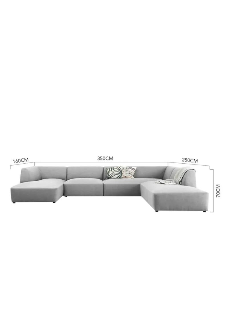 KARNAK Astorn 4 Seater U-Shape Velvet Sofa, Interior Furniture, Comfortable Sofa, High quality Velvet (White)  - Image 2