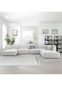 KARNAK Astorn 4 Seater U-Shape Velvet Sofa, Interior Furniture, Comfortable Sofa, High quality Velvet (White)  - Image 1