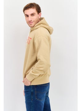 ESPRIT Men Hood Neck  Long Sleeves Brand Logo Hoodie, Tan  - Image 2