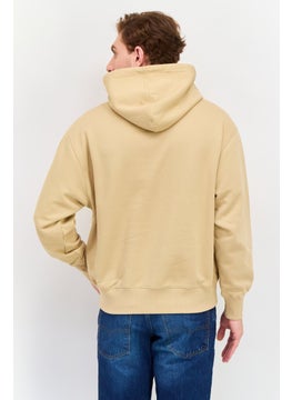 ESPRIT Men Hood Neck  Long Sleeves Brand Logo Hoodie, Tan  - Image 3