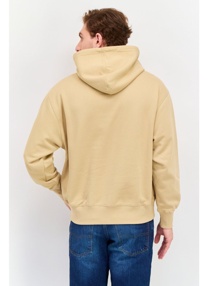 ESPRIT - Men Hood Neck  Long Sleeves Brand Logo Hoodie, Tan - Image 1