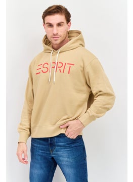 ESPRIT Men Hood Neck  Long Sleeves Brand Logo Hoodie, Tan  - Image 1