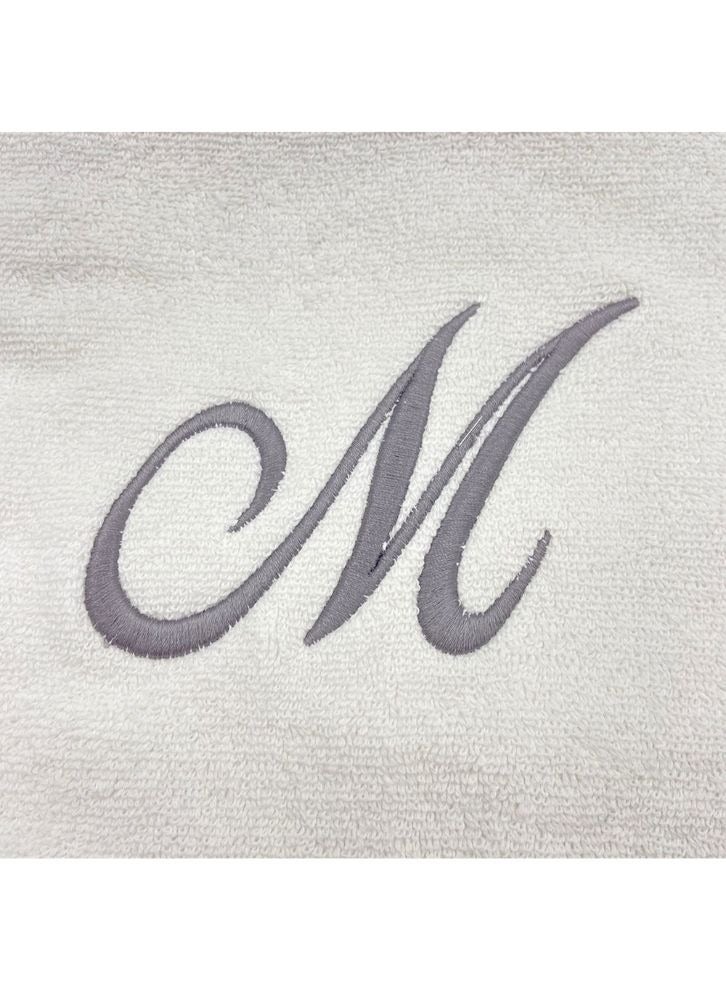 BYFT Embroidered For You (White) Luxury Monogrammed Bath Towel (70 x 140 Cm -Set of 1) 100% Cotton, Highly Absorbent and Quick dry Bath Linen -600 Gsm (Silver Letter M) - Image 3