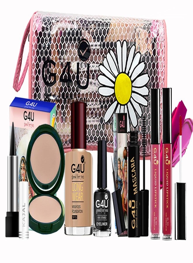 G4U All in One Makeup Kit With Pouch Gift Set for Women & Girls, Basic Cosmetics Kit for Beginner & Professionals Pack of 8 Pcs A23012078 - Image 1