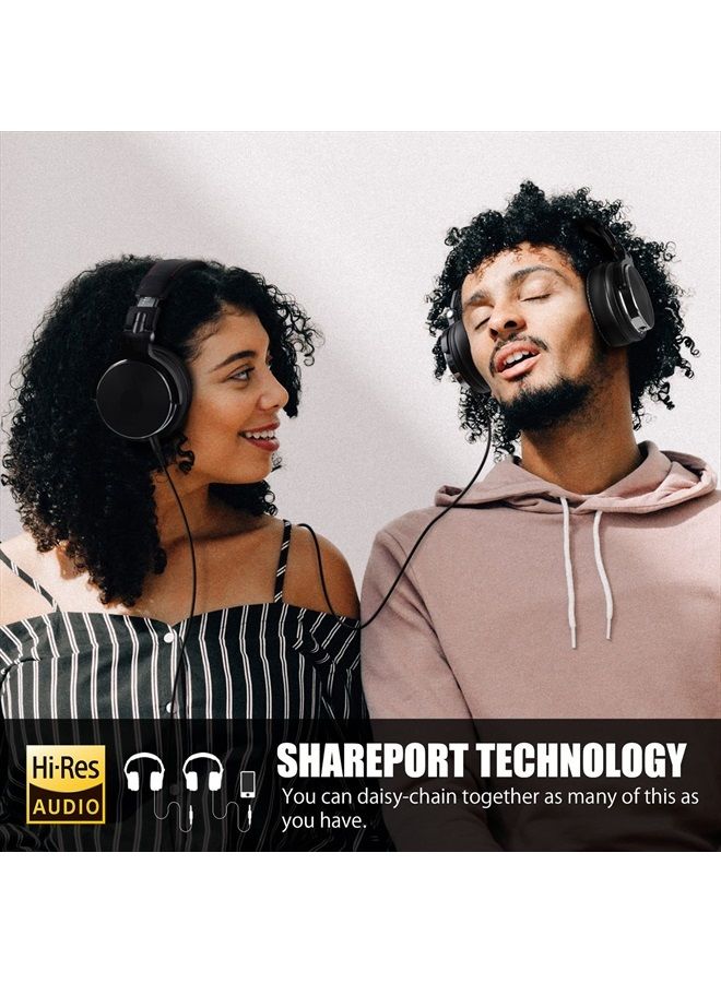 OneOdio سماعات رأس عالية الدقة فوق الأذن لمراقبة الاستوديو والمزج، وعزل الصوت، وأغطية أذن من الجلد البروتيني، ووحدة تشغيل 50 مم، وسماعات رأس سلكية للوحة مفاتيح الجيتار AMP (Pro-50) - Image 5