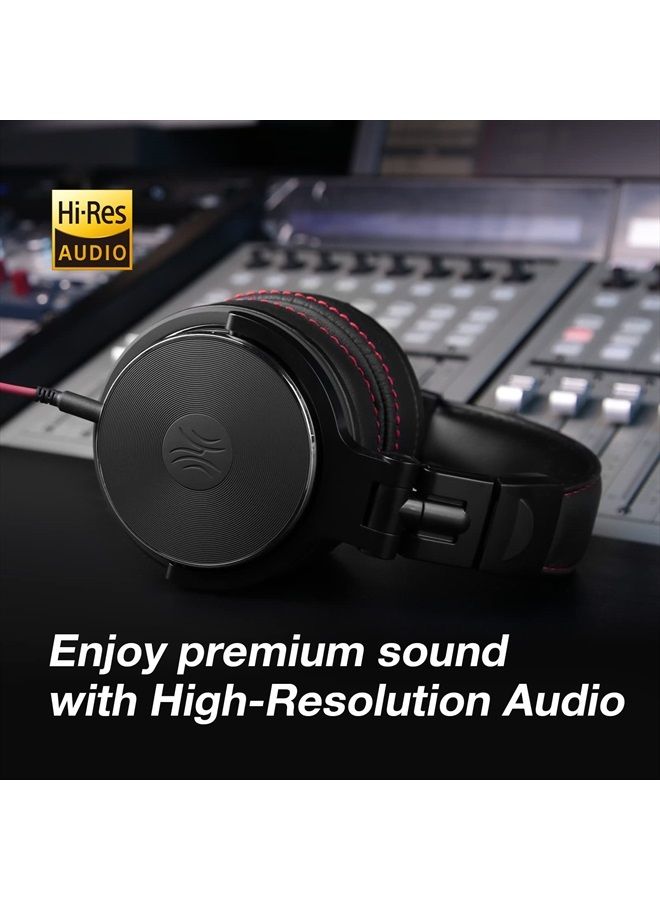 OneOdio سماعات رأس عالية الدقة فوق الأذن لمراقبة الاستوديو والمزج، وعزل الصوت، وأغطية أذن من الجلد البروتيني، ووحدة تشغيل 50 مم، وسماعات رأس سلكية للوحة مفاتيح الجيتار AMP (Pro-50) - Image 2