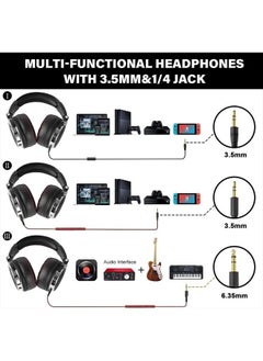 OneOdio Hi-Res Over Ear Headphones for Studio Monitoring and Mixing, Sound Isolation, Protein Leather Earcups, 50mm Driver Unit, Wired Headphones for AMP Guitar Keyboard (Pro-50)  - Image 3
