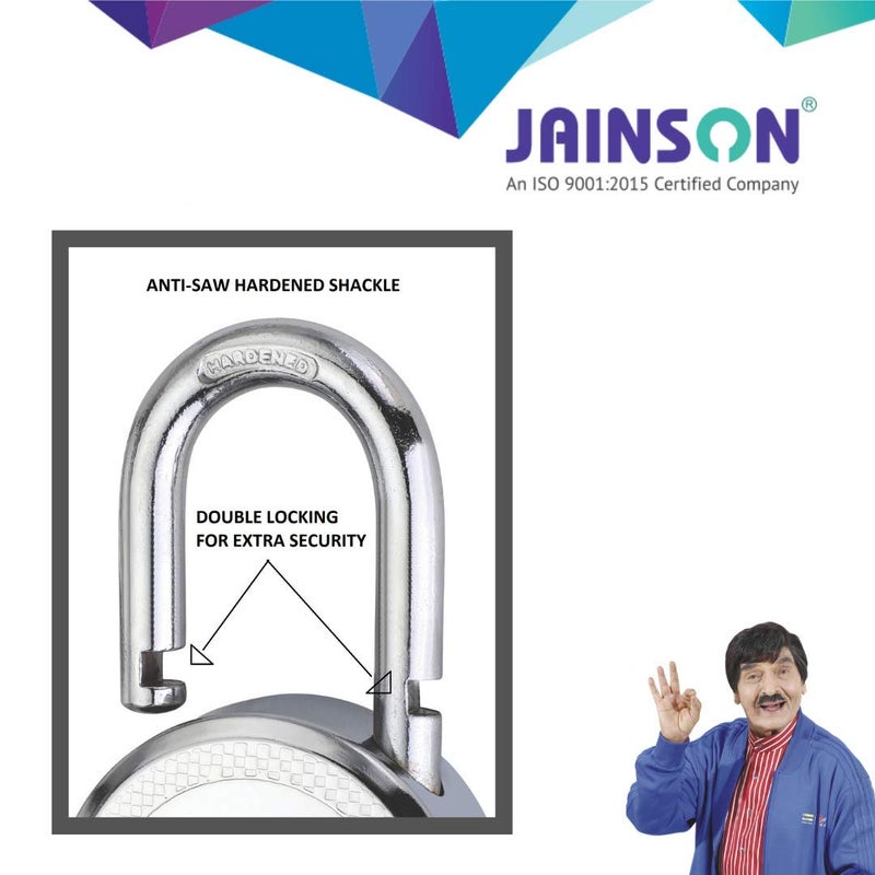 Jainson - Jainson Locks INOX Stainless Steel Padlocks Pack of 2 65mm Double Locking Hardened Shackle 8 Levers Includes 3 Keys per Lock for Ultimate Security and Durability - Image 1
