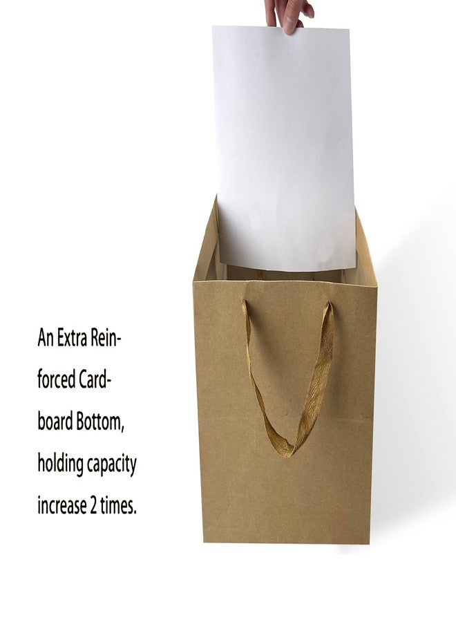 HUAPRINT Brown Paper Bags with Handles,Gift Bags Bulk 12 Pack,10x10x10inch Large Square Size,Paper Shopping Bags, Kraft, Party, Favor, Birthday,Goody, Take-Out, Merchandise, Retail Bags - Image 3