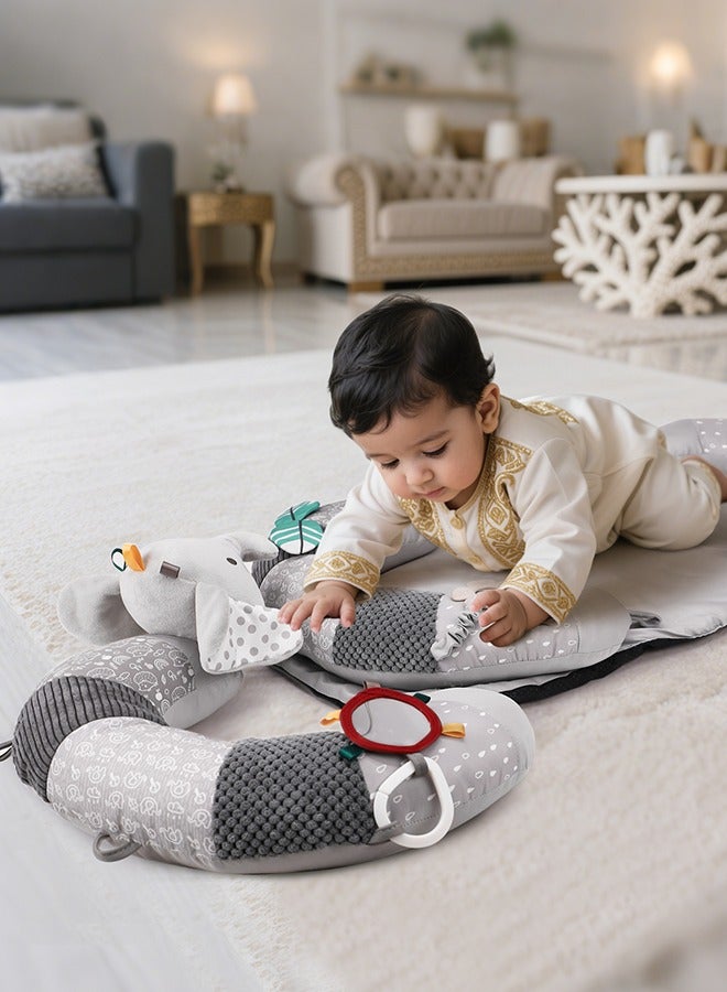 Beauenty Baby Play Mat for Infants, Soft Foam Activity Gym with Detachable Tummy Time Pillow, Sit-Me-Up Floor Seat for Newborns  Toddlers, Portable, Reversible, Grey - Image 5