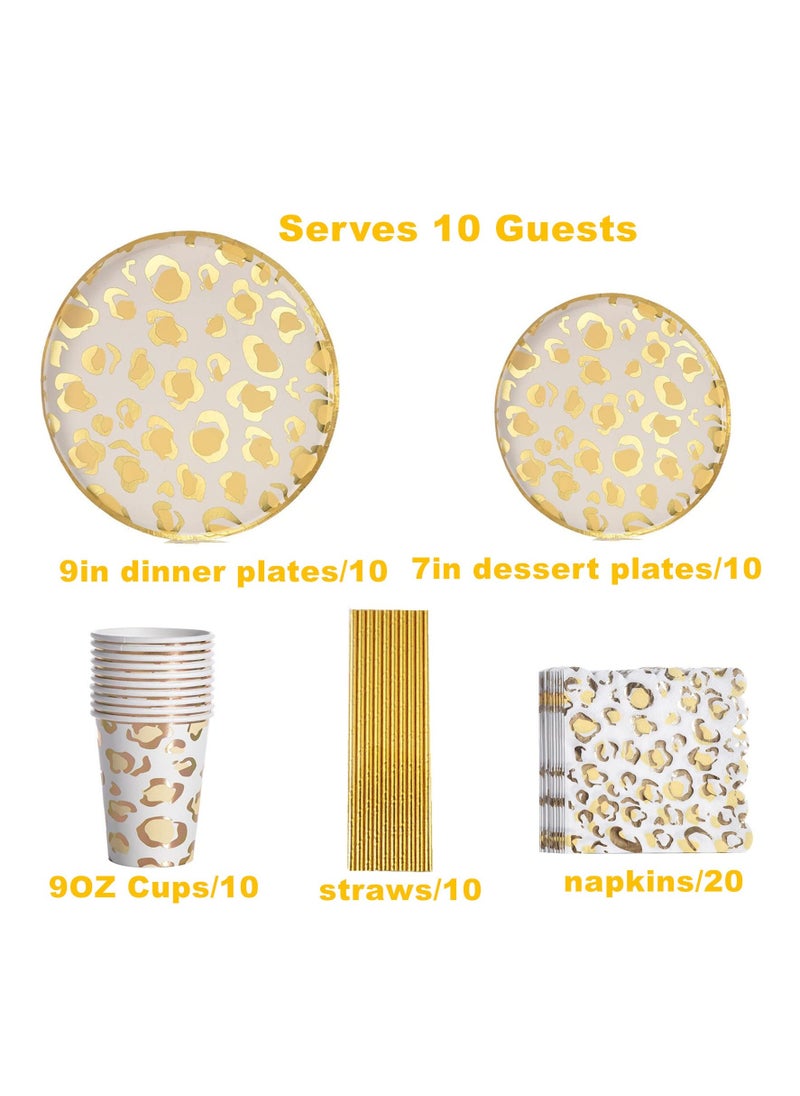 SYOSI - Leopard Print Party Supplies-Leopard Print Party Tableware Set Including Leopard Print Party Plates Cups Napkins Straws for Leopard Print Baby Shower Jungle Safari Animal Decorations - Image 1