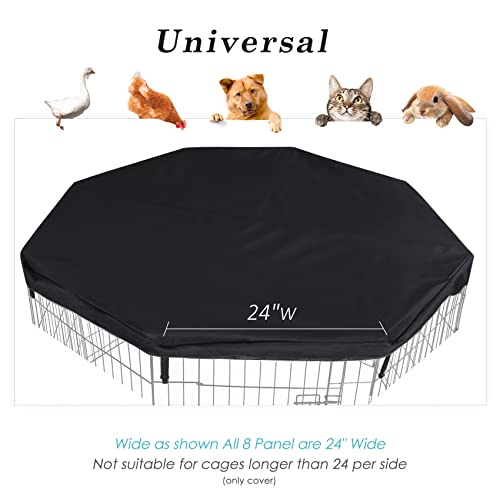 HiCaptain Pet Playpen Top Cover for Indoor and Outdoor Use - Escape-Proof and Sunshade Shield Protector Fits for 24 inches Wide 8 Panel Dog Crate Pen (Black) - Image 2