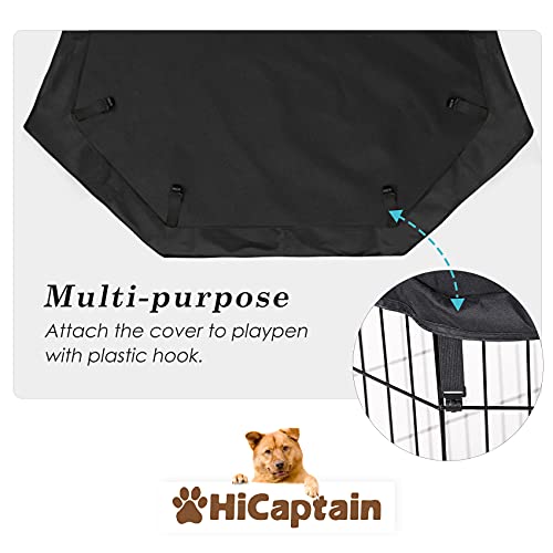 HiCaptain Pet Playpen Top Cover for Indoor and Outdoor Use - Escape-Proof and Sunshade Shield Protector Fits for 24 inches Wide 8 Panel Dog Crate Pen (Black) - Image 4