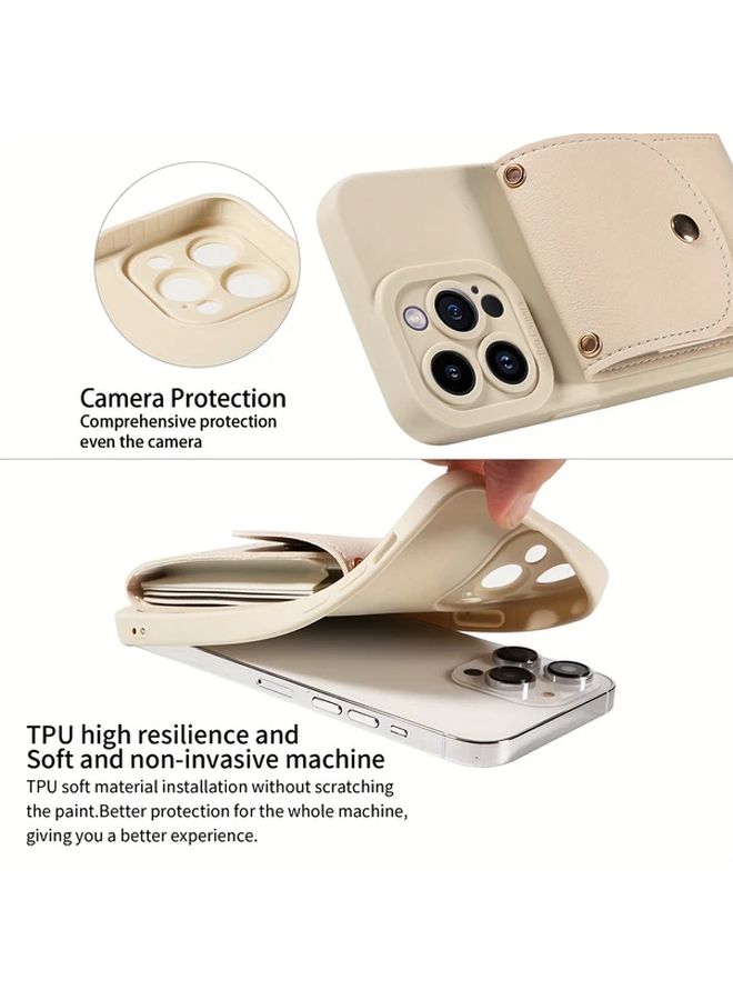 حافظة هاتف بيج من الجلد الصناعي لهاتف iPhone 12 Mini مع حزام كتف متقاطع - Image 4