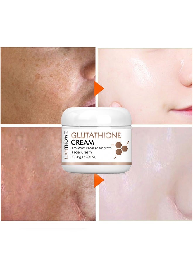 Lanthome Glutathione White Cream, Kojic Acid Brighting Dark Spots Acne Scars Intensively Hydrating Soothing Cream 50g - Image 5