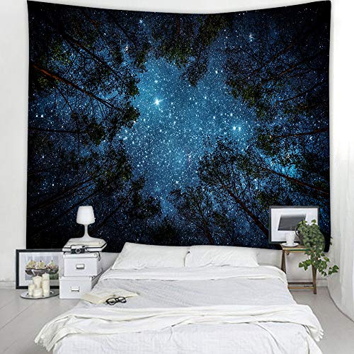 Llamazing Forest Tapestry Home Decor Landscape Living Room Bedroom Decoration Magic Tapestry Curtain (Looking Up at The Stars, 78''L×60''W) - Image 3