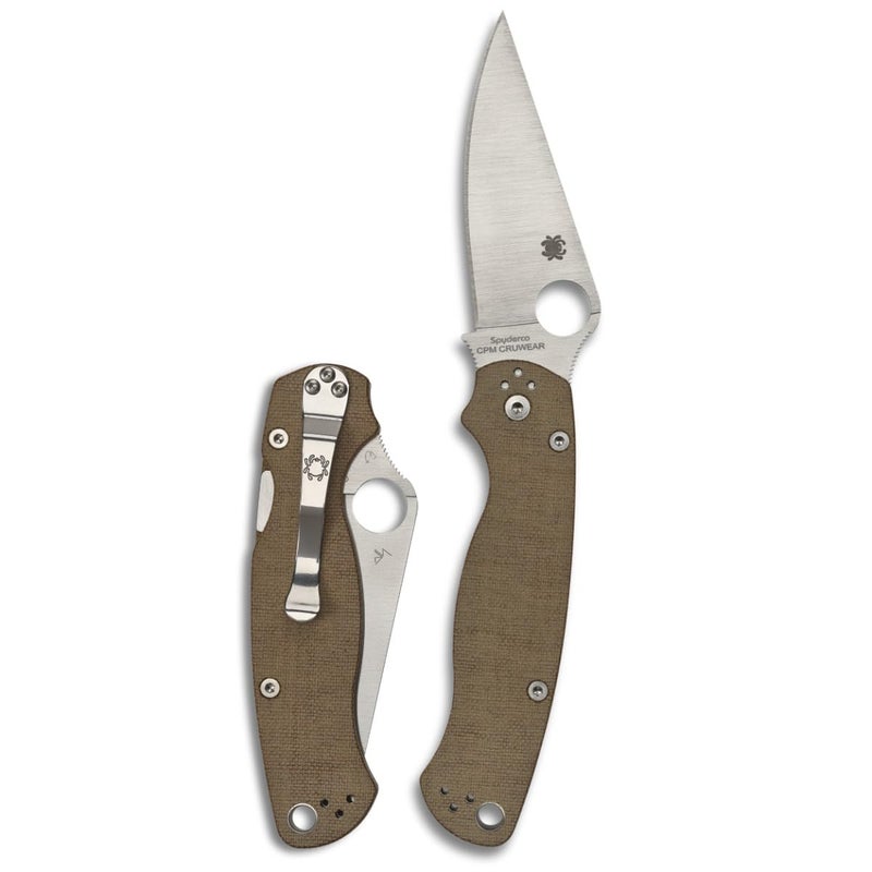 Spyderco سكين سبايدركو بارا ميلتاري 2 بتوقيع مع شفرة من فولاذ CPM Cru-Wear بطول 3.47" ومقبض ميكارتا فاخر - حافة مستقيمة - C81MPCW2 - Image 1