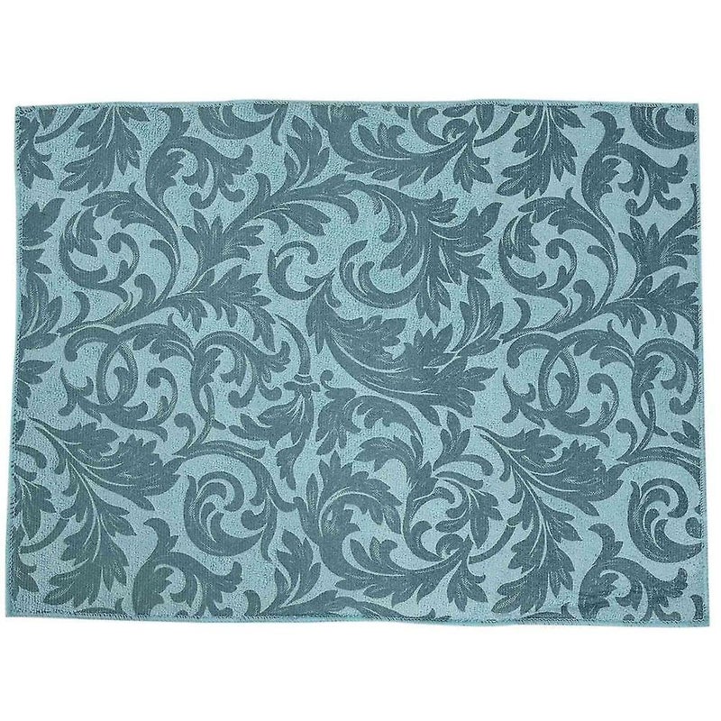 Inditradition Microfiber Dish Drying Mat | Super Absorbant Flower Printed Dish Cloth (15 x 20 Inches, Blue) - Image 1
