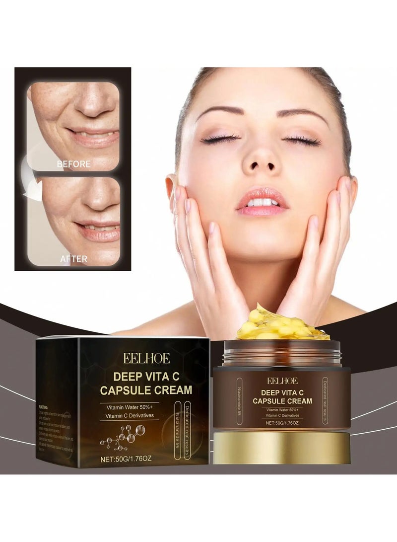 EELHOE Deep Vita C Capsule Cream, Anti-Wrinkle Anti-Aging Facial Moisturizer Capsule Creams, Dry Skin Instant Hydration Radiance, Clear Gel for Glow Hydration - Image 3