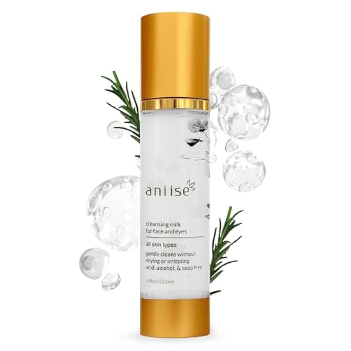 aniise Cleansing Milk for Face & Eyes – Makeup Remover & Hydrating Cleanser with Glycerin, Aloe Vera & Chamomile – Refines Pores, Promotes Even Complexion – For All Skin Types – 4 fl oz (120 mL) - Image 1