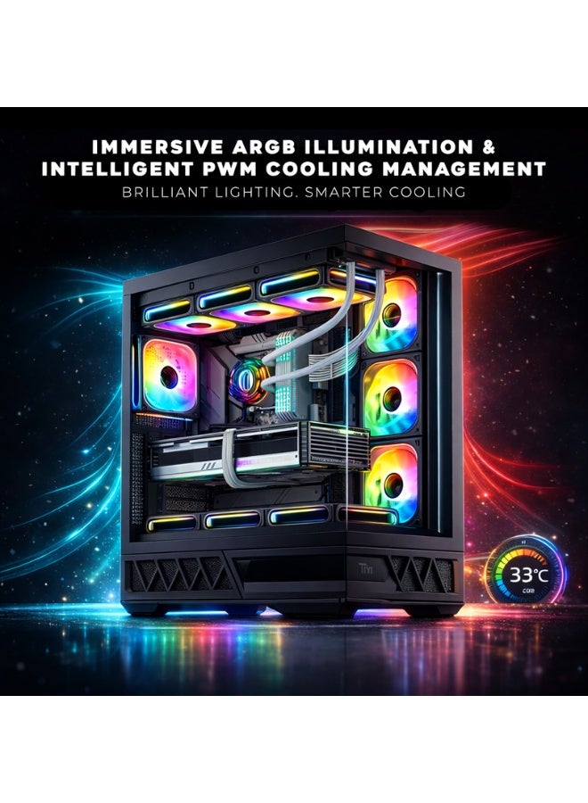 TWISTED MINDS Gaming Case, DOMINATOR Mid Tower PC Case, Tempered Glass Side Panel, ATX / M-ATX / Mini-ITX Support, High Airflow Design | TM-DOMINATOR-B black - Image 3