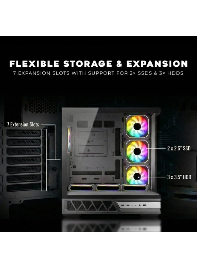 TWISTED MINDS Gaming Case, DOMINATOR Mid Tower PC Case, Tempered Glass Side Panel, ATX / M-ATX / Mini-ITX Support, High Airflow Design | TM-DOMINATOR-B black - Image 5