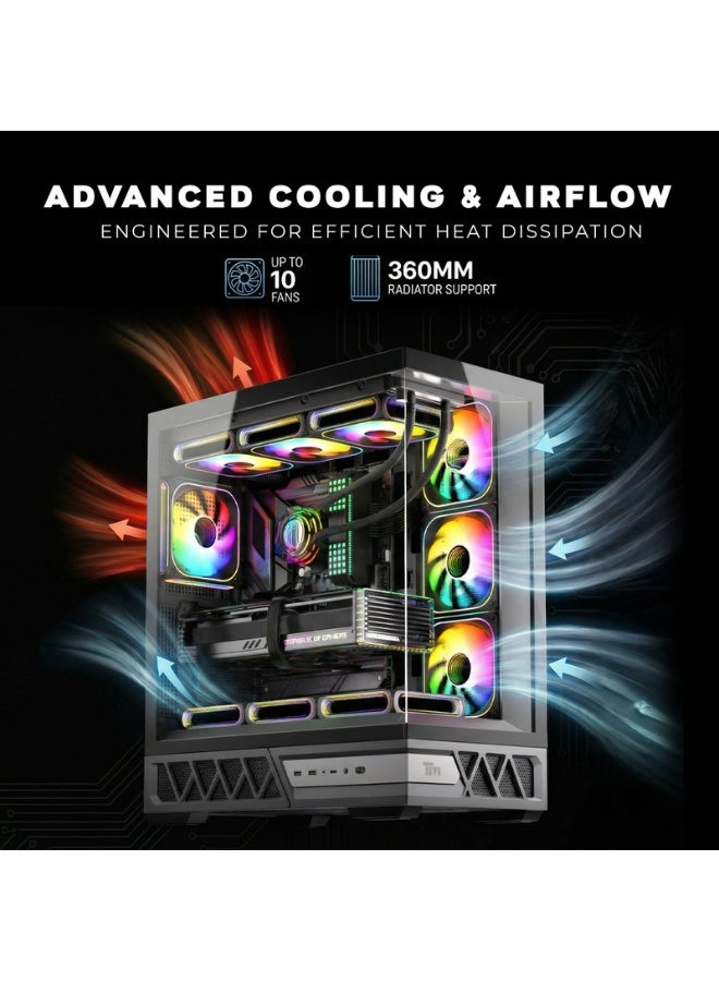 TWISTED MINDS Gaming Case, DOMINATOR Mid Tower PC Case, Tempered Glass Side Panel, ATX / M-ATX / Mini-ITX Support, High Airflow Design | TM-DOMINATOR-B black - Image 2