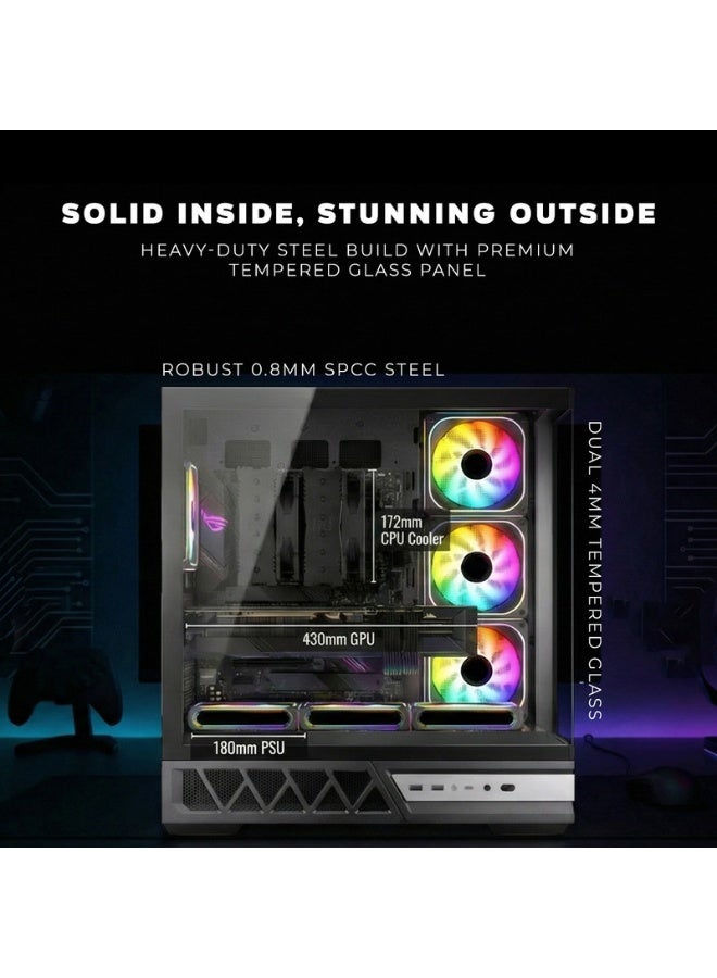 TWISTED MINDS Gaming Case, DOMINATOR Mid Tower PC Case, Tempered Glass Side Panel, ATX / M-ATX / Mini-ITX Support, High Airflow Design | TM-DOMINATOR-B black - Image 4