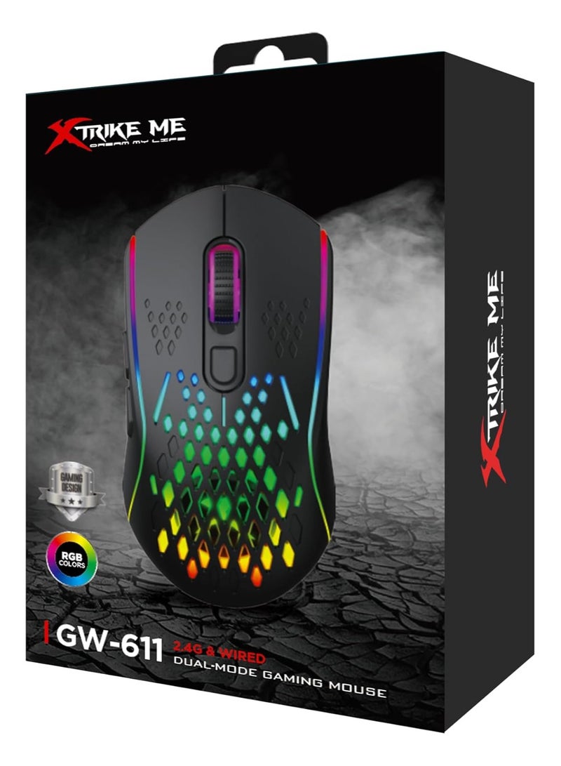 إكسترايك-مي ماوس ألعاب XRITKE ME RGB 2.4G لاسلكي + سلكي ثنائي الوضع - Image 2