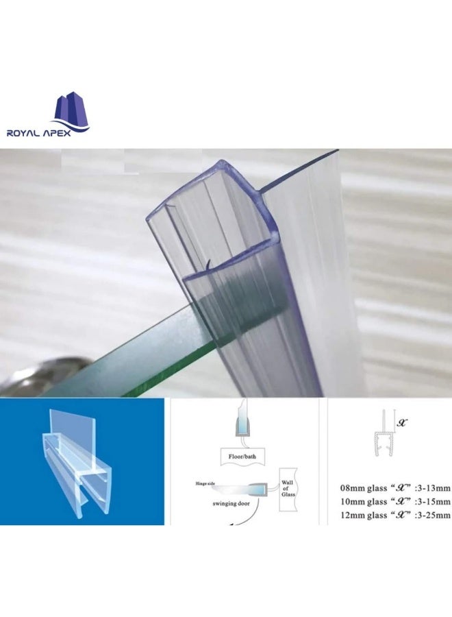 Royal Apex Translucent Weather Stripping Seal Sweep With Drip Rail, Shower Door Pvc Silicone Lip Seal Strip For 8,10,12Mm Frame-Less Glass (1 Meter X 6Pcs) (10Mm Glass, ÃÂ Shape (Center Lip))  - Image 4
