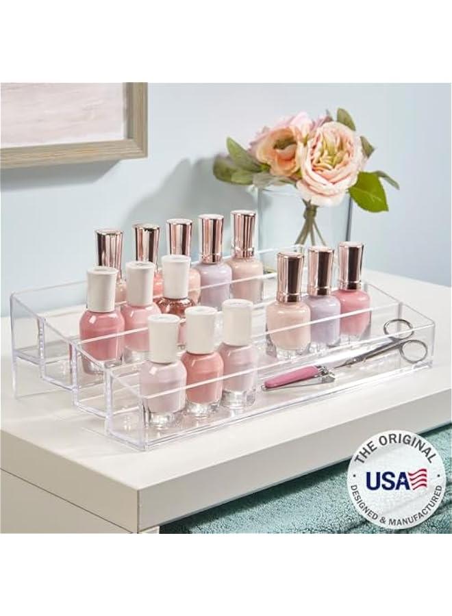 Arabest Multi-Level Nail Polish Bottle Holder | Clear Plastic Organizer Rack for up to 40 Nail Polish Bottles, Rectangular 4 Tiered Vanity Display Stand for Makeup and Eyeshadow Palettes | Made in USA  - Image 2