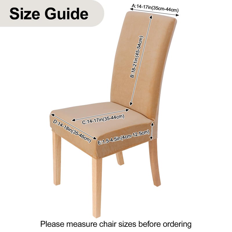 Smiry Velvet Stretch Chair Covers for Dining Room Set of 6, Soft Fit Removable Washable Kitchen Parsons Chair Slipcover Protector, Beige - Image 5