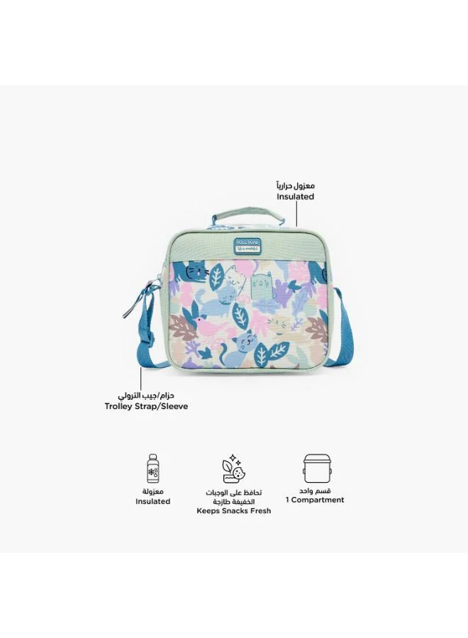رول روود Roll Road Cat Print Lunch Bag for Girls 8-13 Years with Adjustable Strap