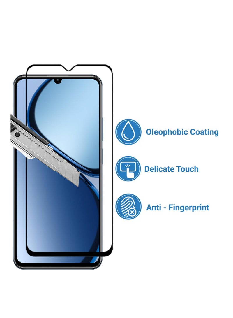 واقي شاشة Realme C63 - واقي شاشة من الزجاج المقوى من الحافة إلى الحافة، شفافية عالية، لمسة دقيقة، مضاد للانفجار، حواف مقوسة ناعمة، تركيب سهل - Image 4