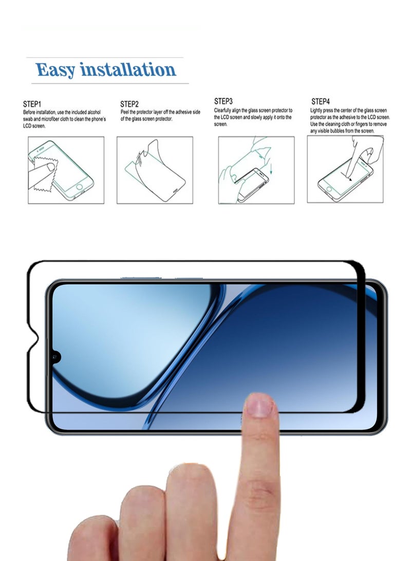 واقي شاشة Realme C63 - واقي شاشة من الزجاج المقوى من الحافة إلى الحافة، شفافية عالية، لمسة دقيقة، مضاد للانفجار، حواف مقوسة ناعمة، تركيب سهل - Image 3