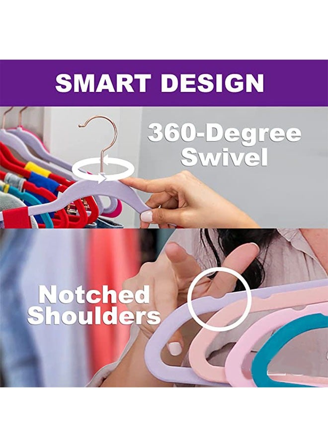 Premium Velvet Hanger (Pack of 50) Heavy Duty - Non-slip - Velvet Suit Hanger White - Chrome Hook, Space Saving Hanger - Image 2