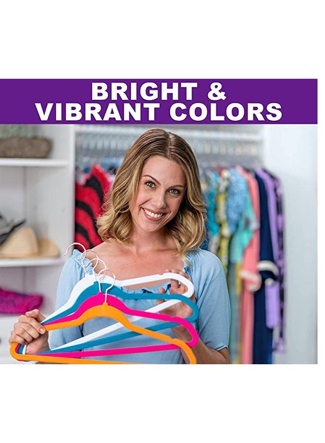 Premium Velvet Hanger (Pack of 50) Heavy Duty - Non-slip - Velvet Suit Hanger White - Chrome Hook, Space Saving Hanger - Image 4